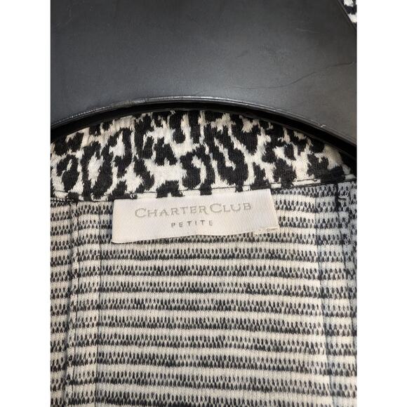 Charter Club Petite Leopard Print Button Jacket Black White Womens Medium - Picture 8 of 8